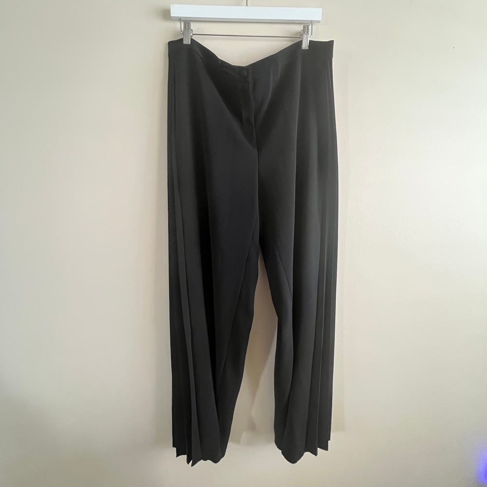 Marina Rinaldi Book Trouser NWT 16 Black Pleated Wide Leg Made in Italy $645
